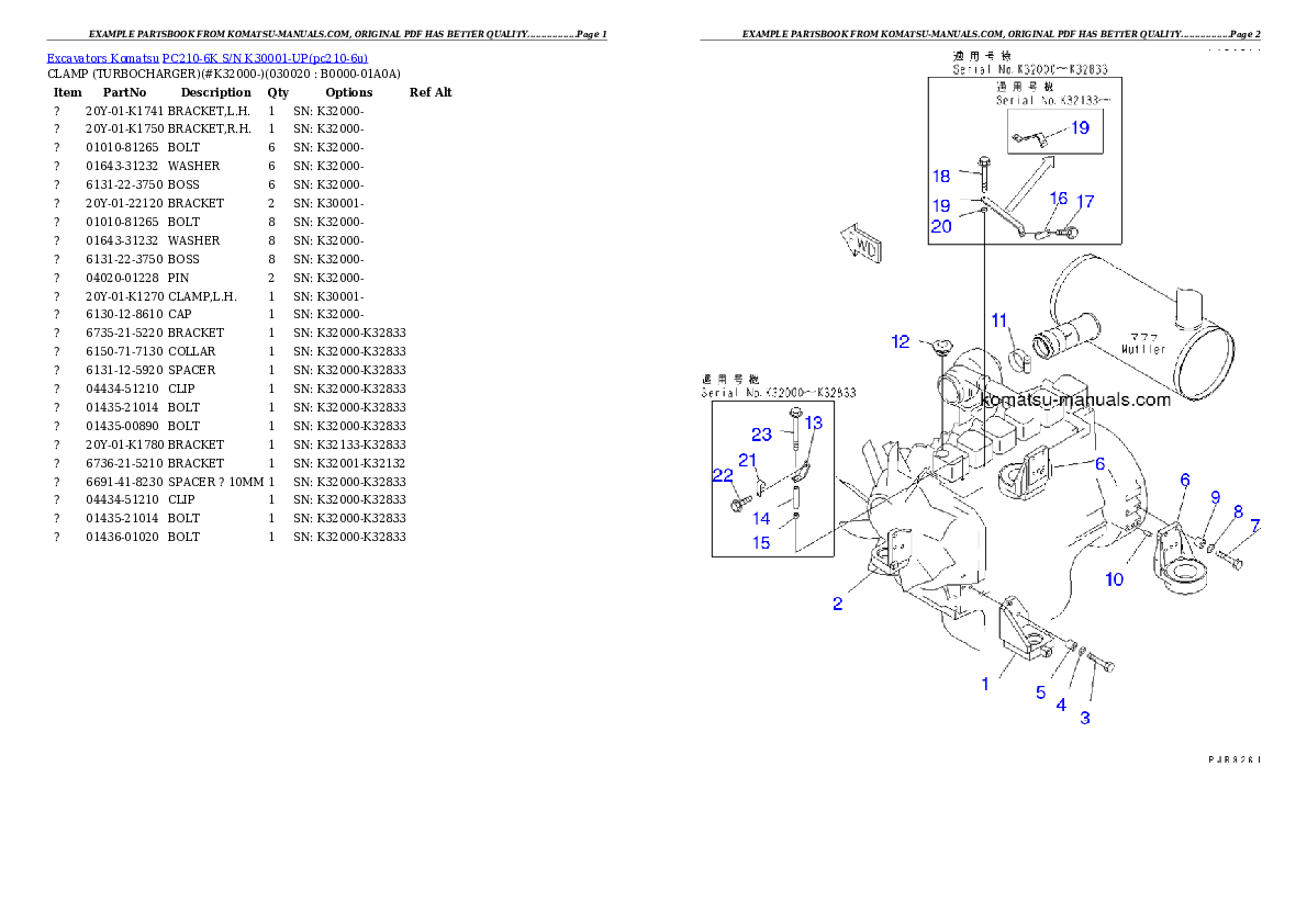Komatsu pc210-6k parts books excavators download Komatsu pc210-6k parts books excavators download
