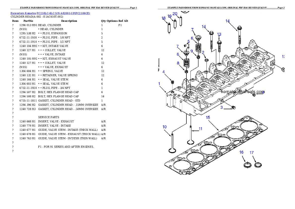 Komatsu pc210lc-6lc parts books excavators download Komatsu pc210lc-6lc parts books excavators download
