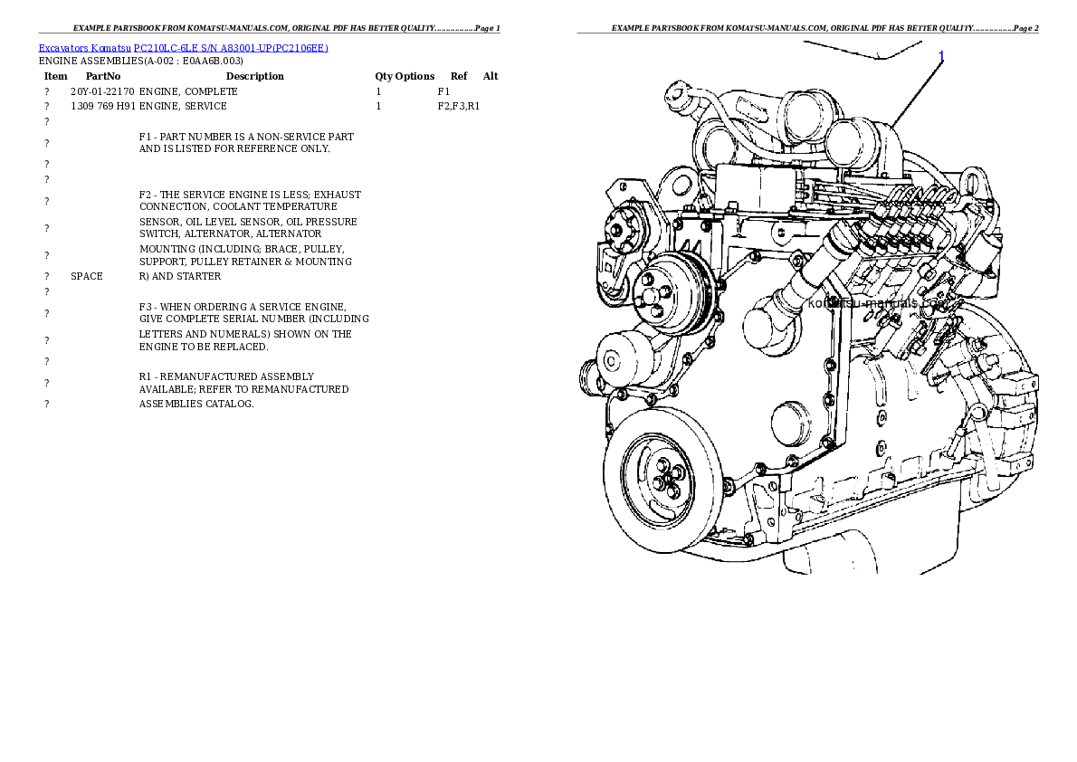 Komatsu pc210lc-6le parts books excavators download Komatsu pc210lc-6le parts books excavators download
