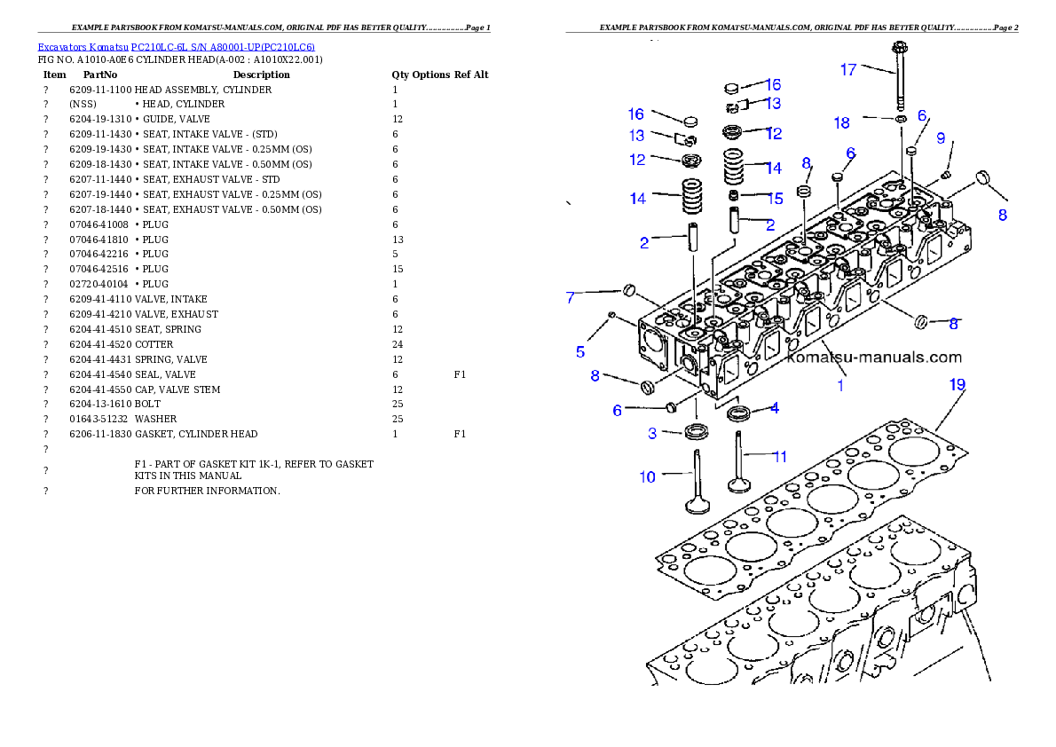Komatsu pc210lc-6l parts books excavators download Komatsu pc210lc-6l parts books excavators download