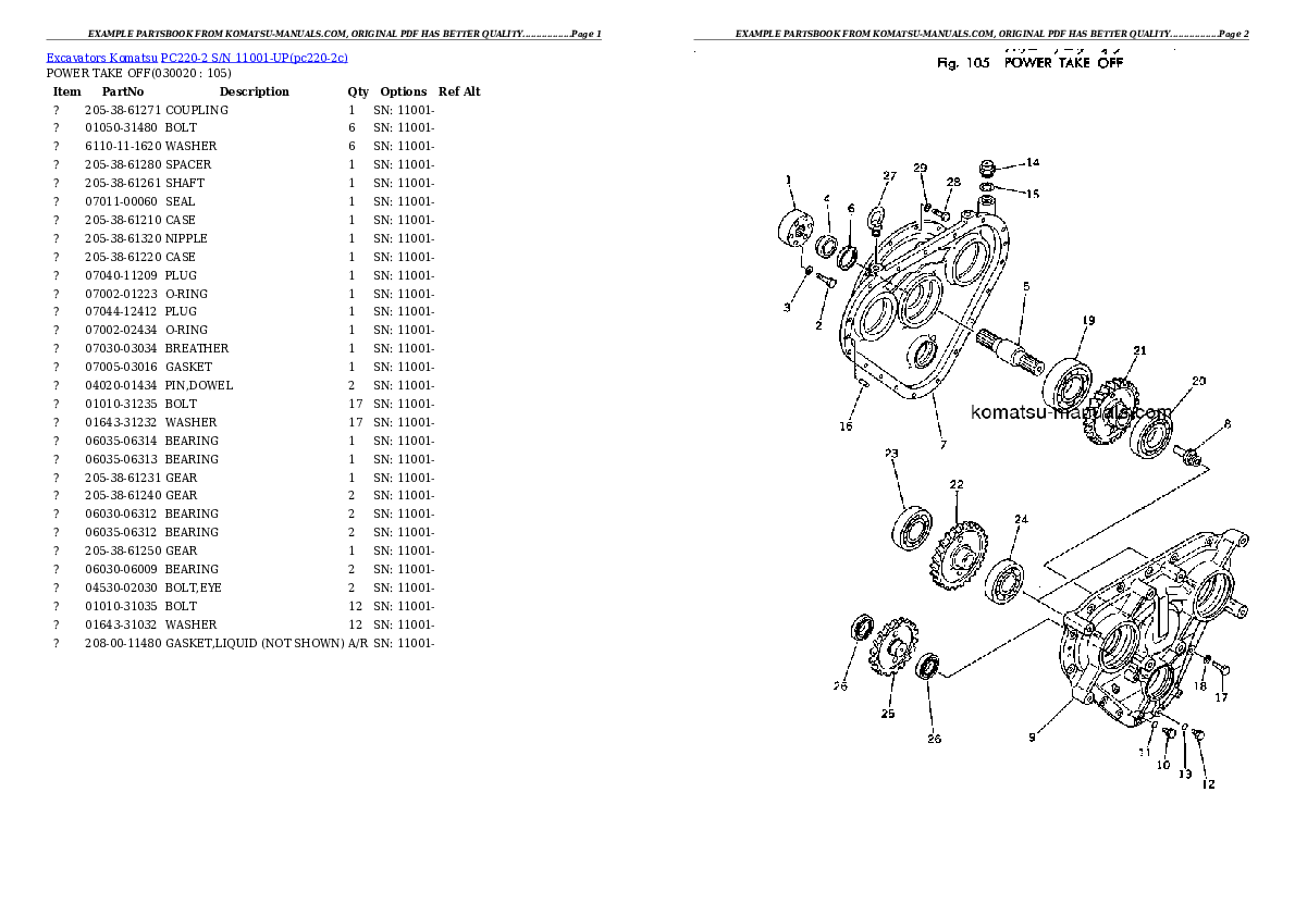 Komatsu pc220-2 parts books excavators download Komatsu pc220-2 parts books excavators download