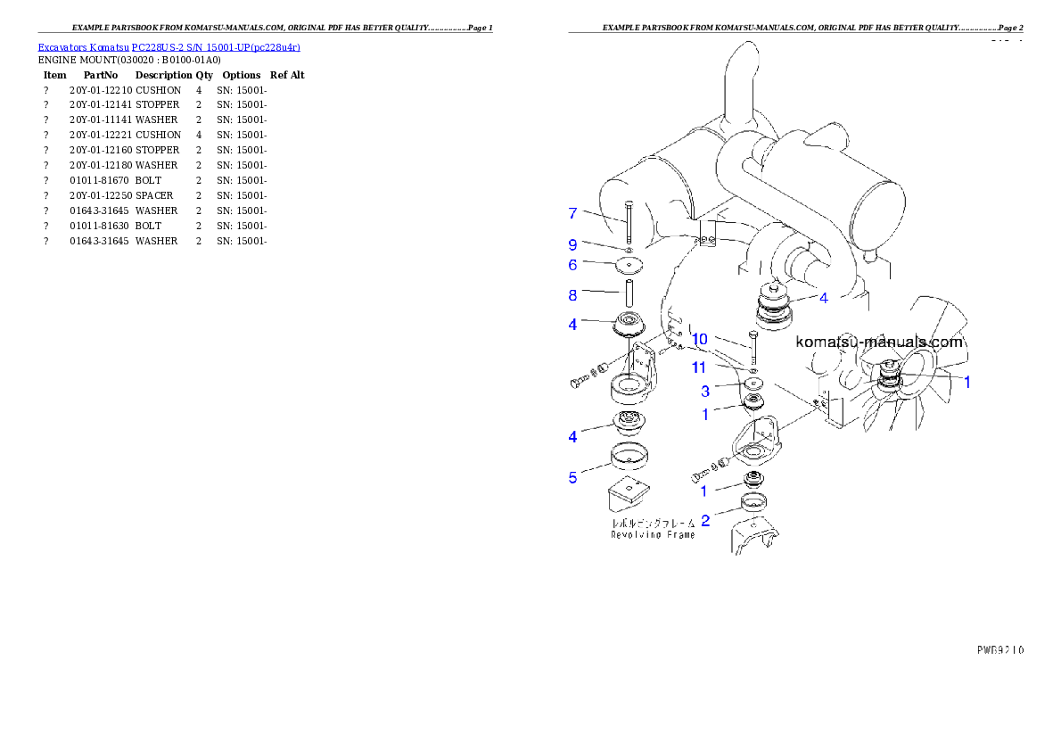 Komatsu pc228us-2 parts books excavators download Komatsu pc228us-2 parts books excavators download