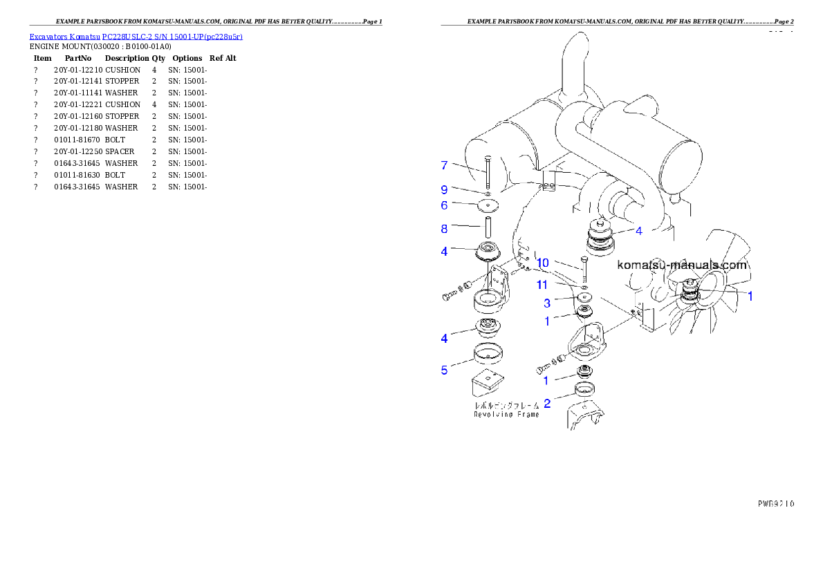 Komatsu pc228uslc-2 parts books excavators download Komatsu pc228uslc-2 parts books excavators download