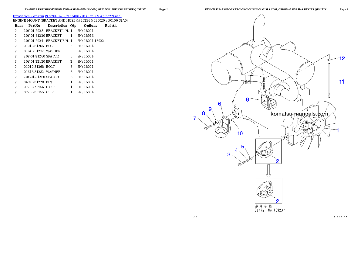 Komatsu pc228us-2 parts books excavators download Komatsu pc228us-2 parts books excavators download