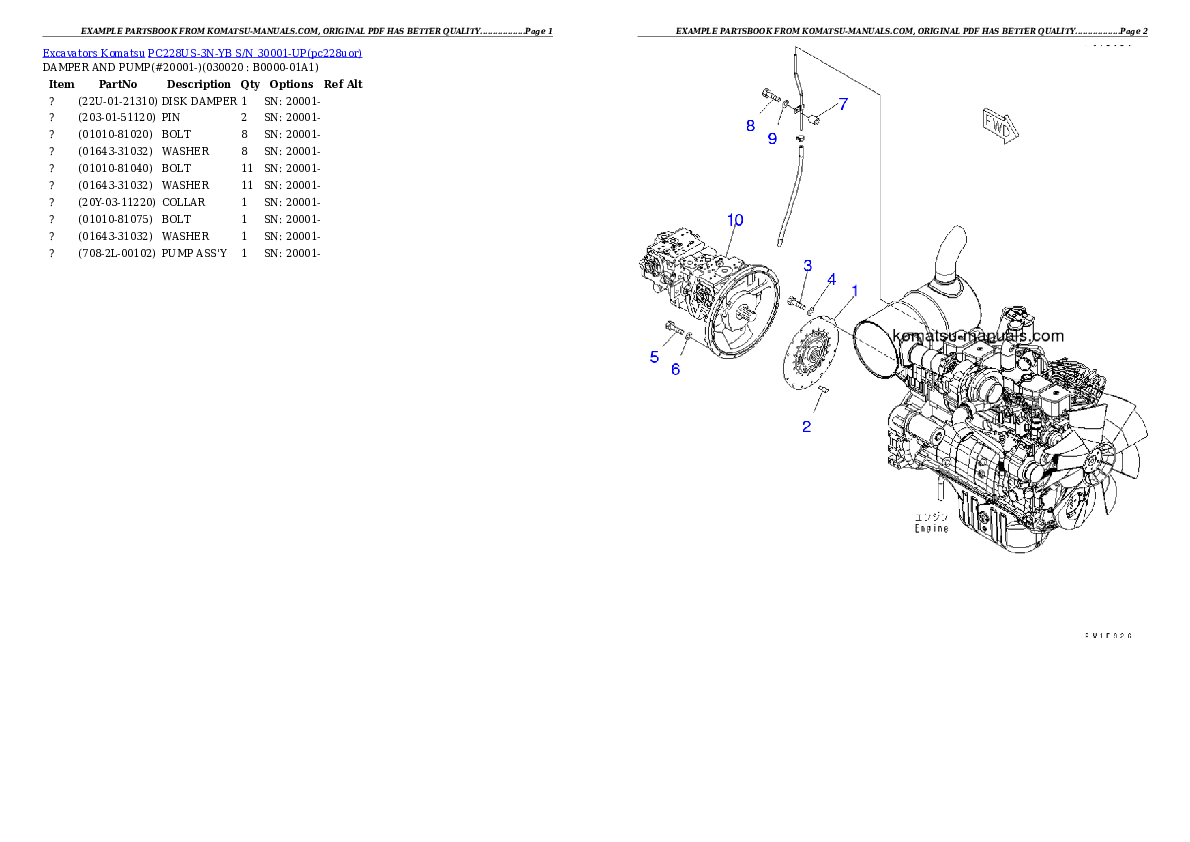 Komatsu pc228us-3n-yb parts books excavators download Komatsu pc228us-3n-yb parts books excavators download