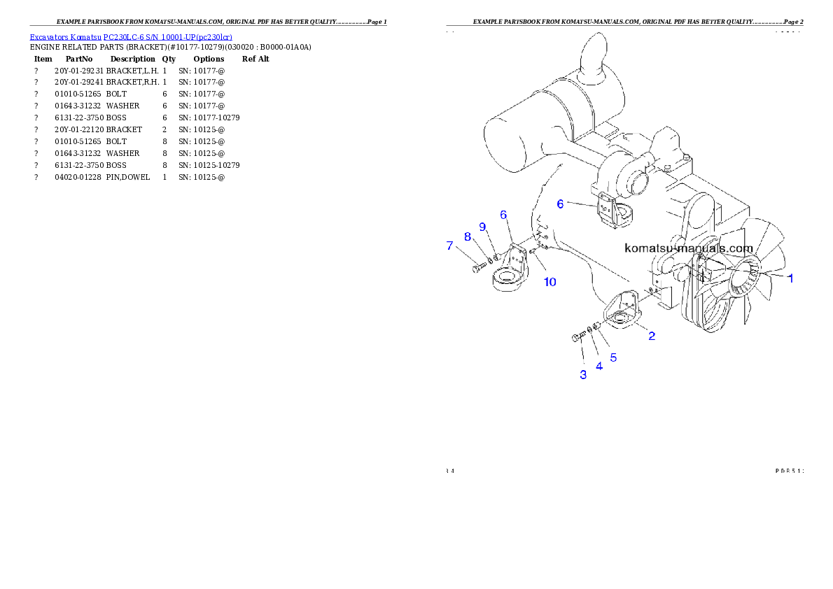 Komatsu pc230lc-6 parts books excavators download Komatsu pc230lc-6 parts books excavators download