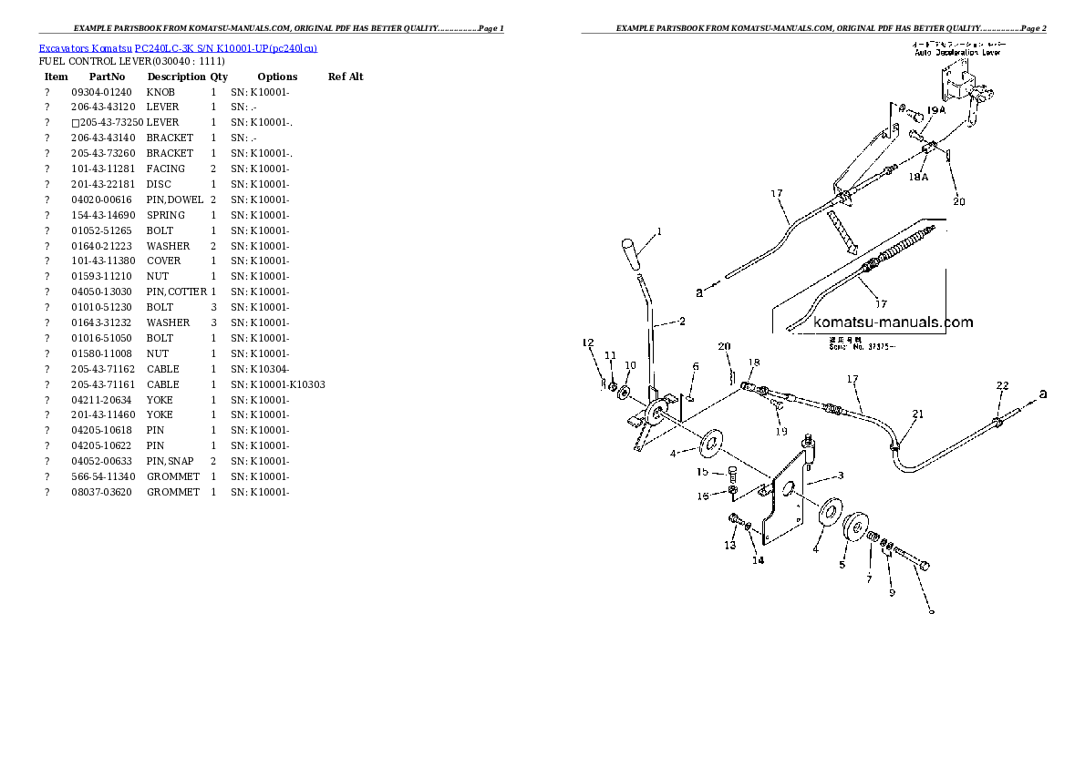 Komatsu pc240lc-3k parts books excavators download Komatsu pc240lc-3k parts books excavators download