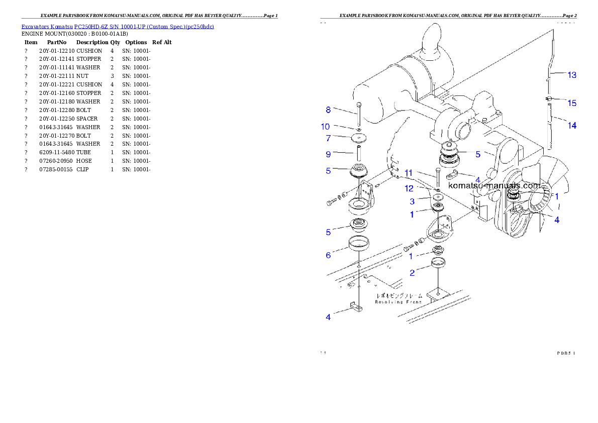Komatsu pc250hd-6z parts books excavators download Komatsu pc250hd-6z parts books excavators download