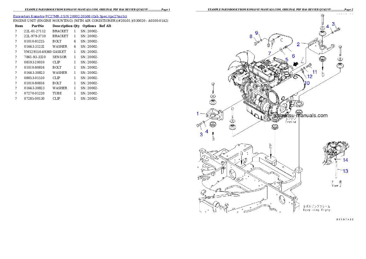 Komatsu pc27mr-3 parts books excavators download Komatsu pc27mr-3 parts books excavators download