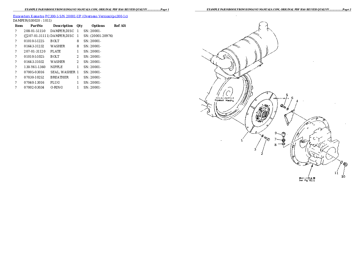 Komatsu pc300-5 parts books excavators download Komatsu pc300-5 parts books excavators download