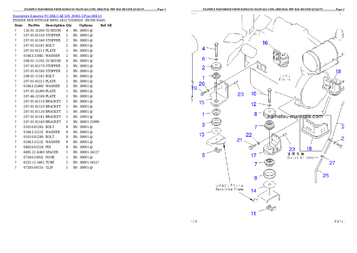 Komatsu pc300lc-6z parts books excavators download Komatsu pc300lc-6z parts books excavators download