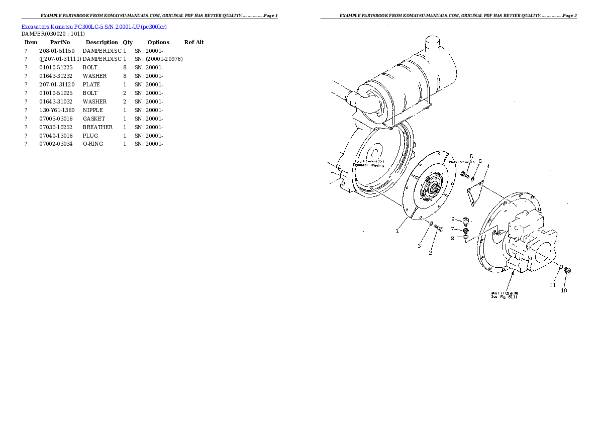 Komatsu pc300lc-5 parts books excavators download Komatsu pc300lc-5 parts books excavators download