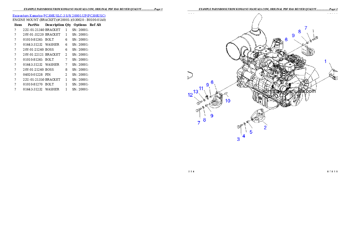 Komatsu pc308uslc-3 parts books excavators download Komatsu pc308uslc-3 parts books excavators download
