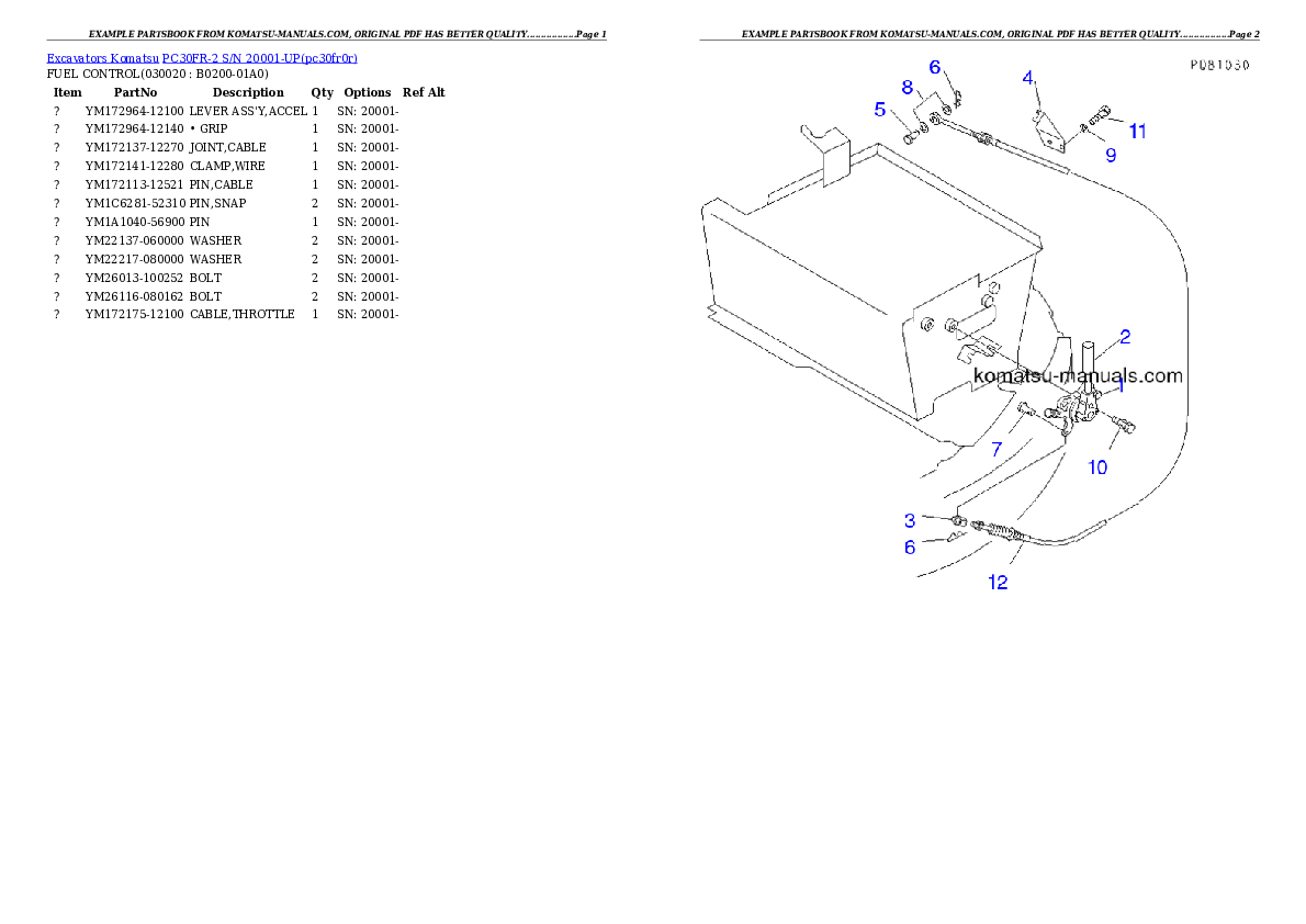 Komatsu pc30fr-2 parts books excavators download Komatsu pc30fr-2 parts books excavators download
