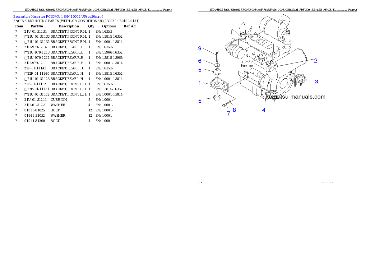 Komatsu pc30mr-1 parts books excavators download Komatsu pc30mr-1 parts books excavators download