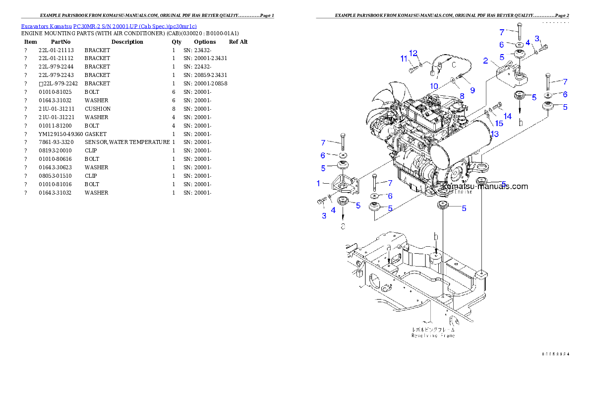 Komatsu pc30mr-2 parts books excavators download Komatsu pc30mr-2 parts books excavators download