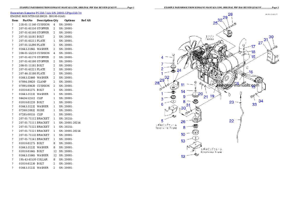 Komatsu pc350-7-aa parts books excavators download Komatsu pc350-7-aa parts books excavators download