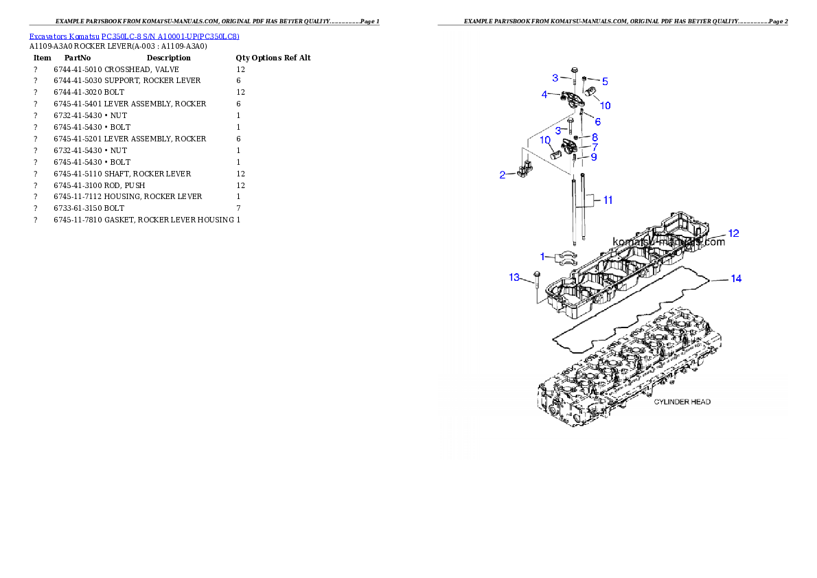 Komatsu pc350lc-8 parts books excavators download Komatsu pc350lc-8 parts books excavators download