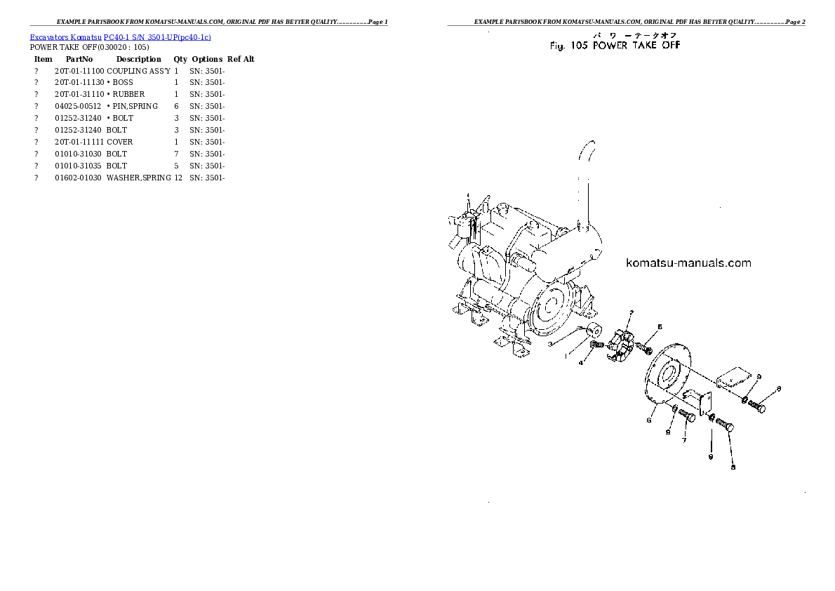 Komatsu pc40-1 parts books excavators download Komatsu pc40-1 parts books excavators download