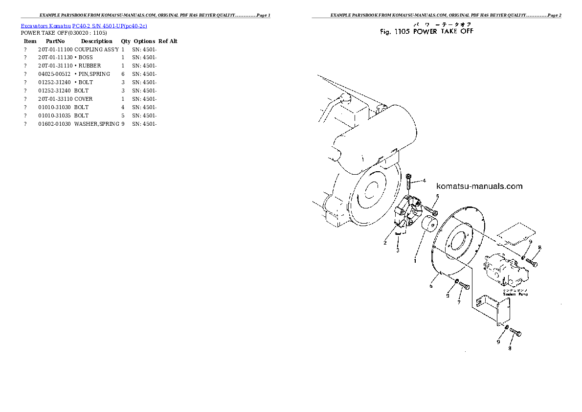 Komatsu pc40-2 parts books excavators download Komatsu pc40-2 parts books excavators download