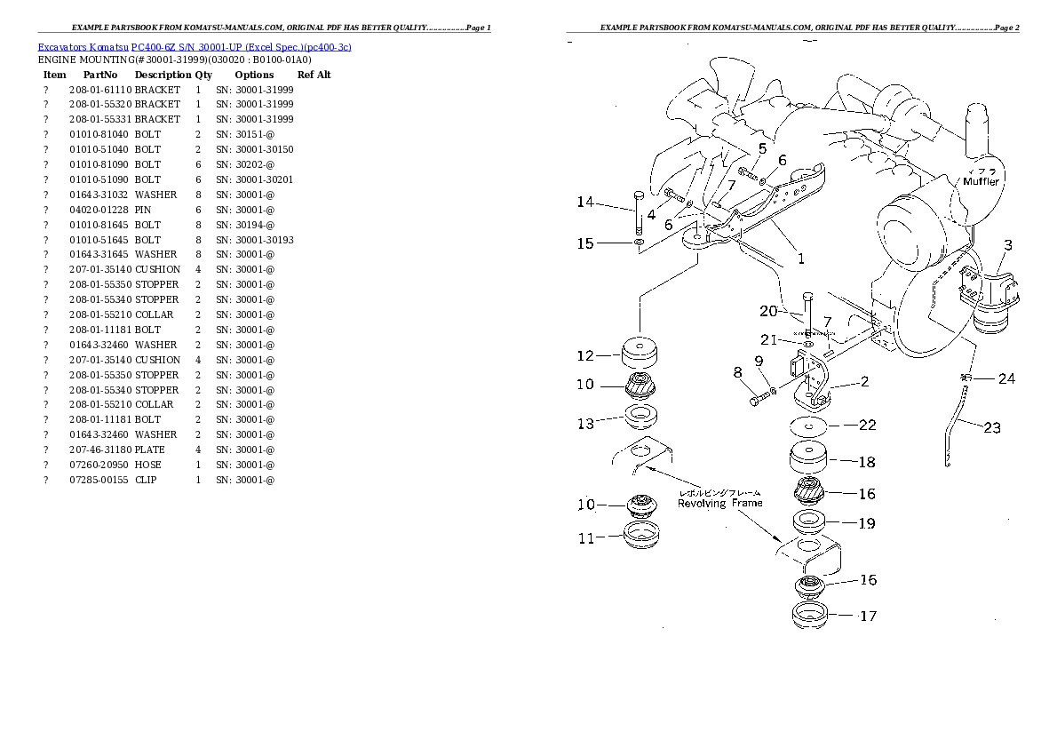 Komatsu pc400-6z parts books excavators download Komatsu pc400-6z parts books excavators download