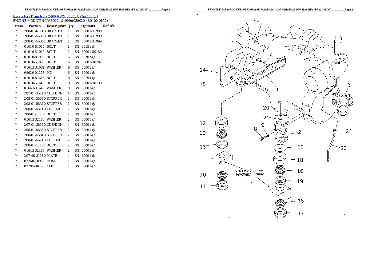 Komatsu pc400-6 parts books excavators download Komatsu pc400-6 parts books excavators download