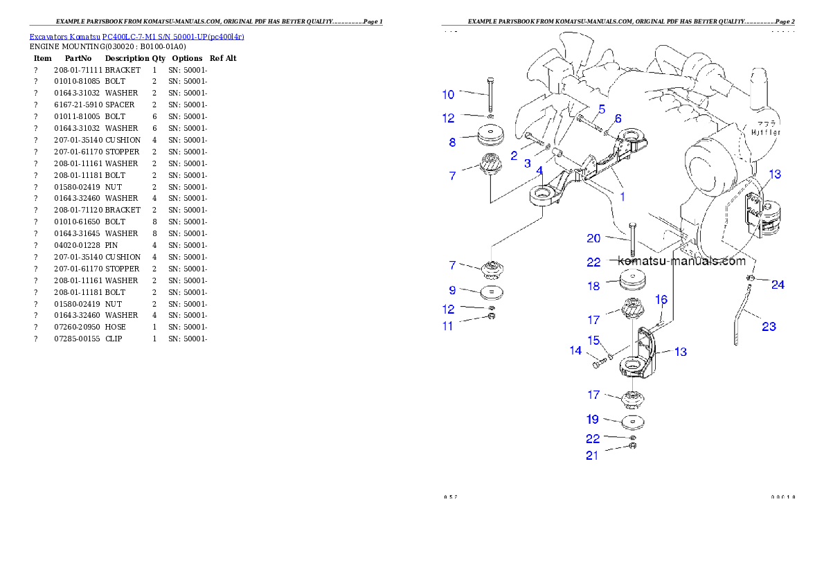 Komatsu pc400lc-7-m1 parts books excavators download Komatsu pc400lc-7-m1 parts books excavators download