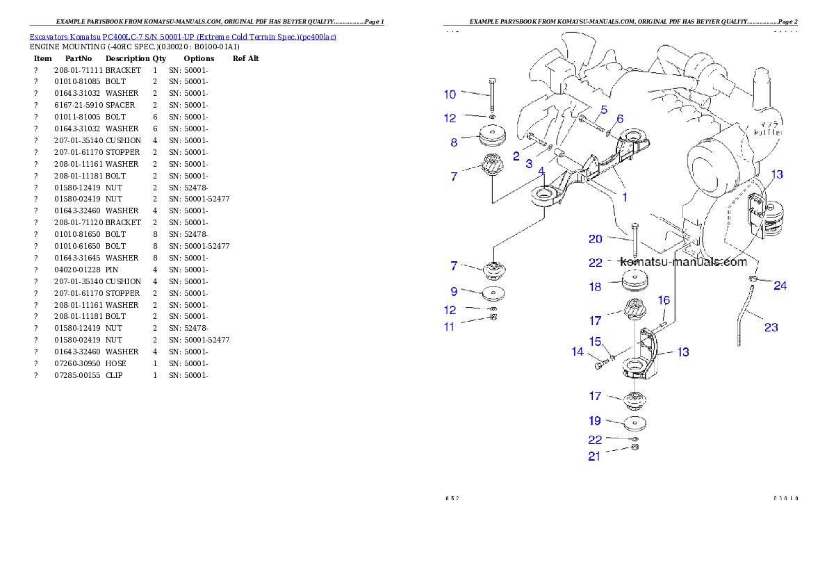 Komatsu pc400lc-7 parts books excavators download Komatsu pc400lc-7 parts books excavators download