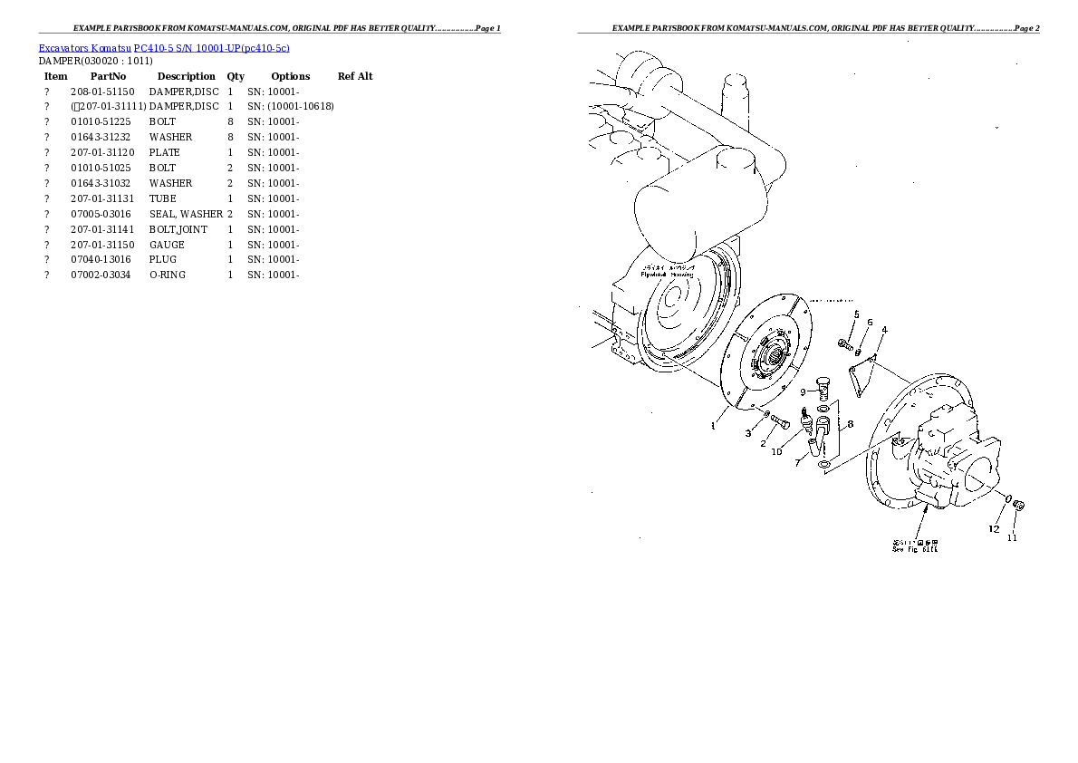 Komatsu pc410-5 parts books excavators download Komatsu pc410-5 parts books excavators download