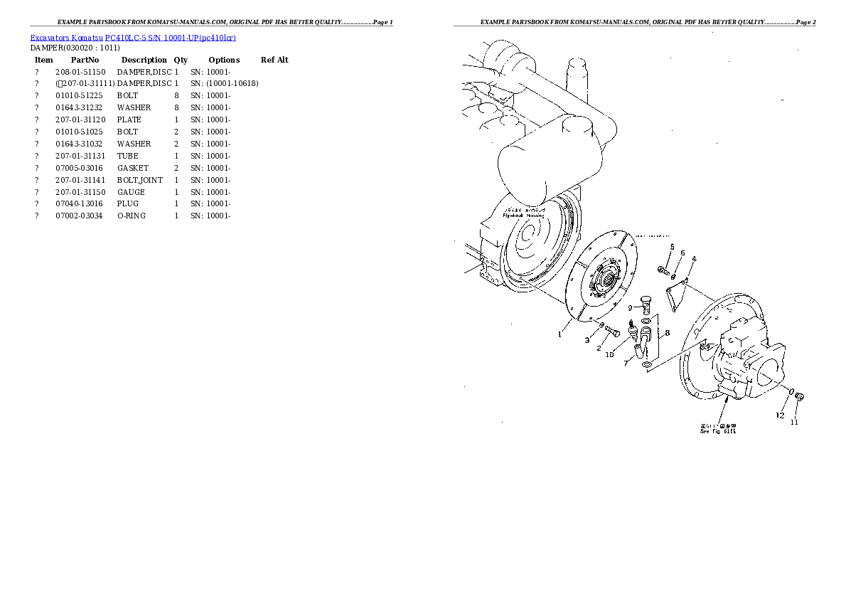 Komatsu pc410lc-5 parts books excavators download Komatsu pc410lc-5 parts books excavators download