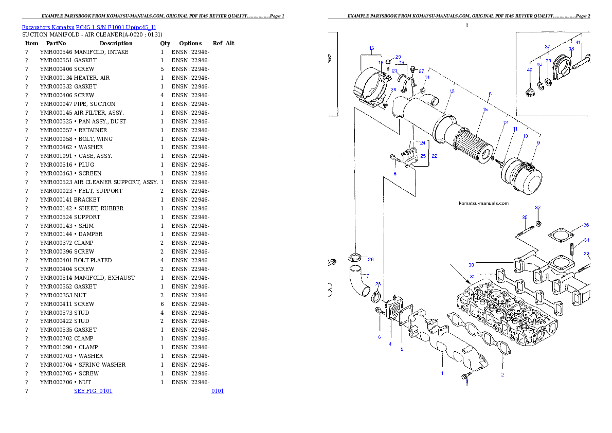 Komatsu pc45-1 parts books excavators download Komatsu pc45-1 parts books excavators download