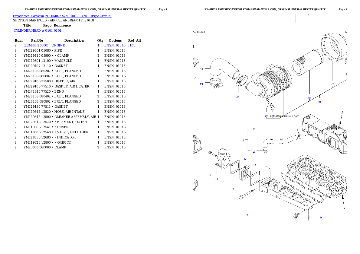 Komatsu pc50mr-2 parts books excavators download Komatsu pc50mr-2 parts books excavators download