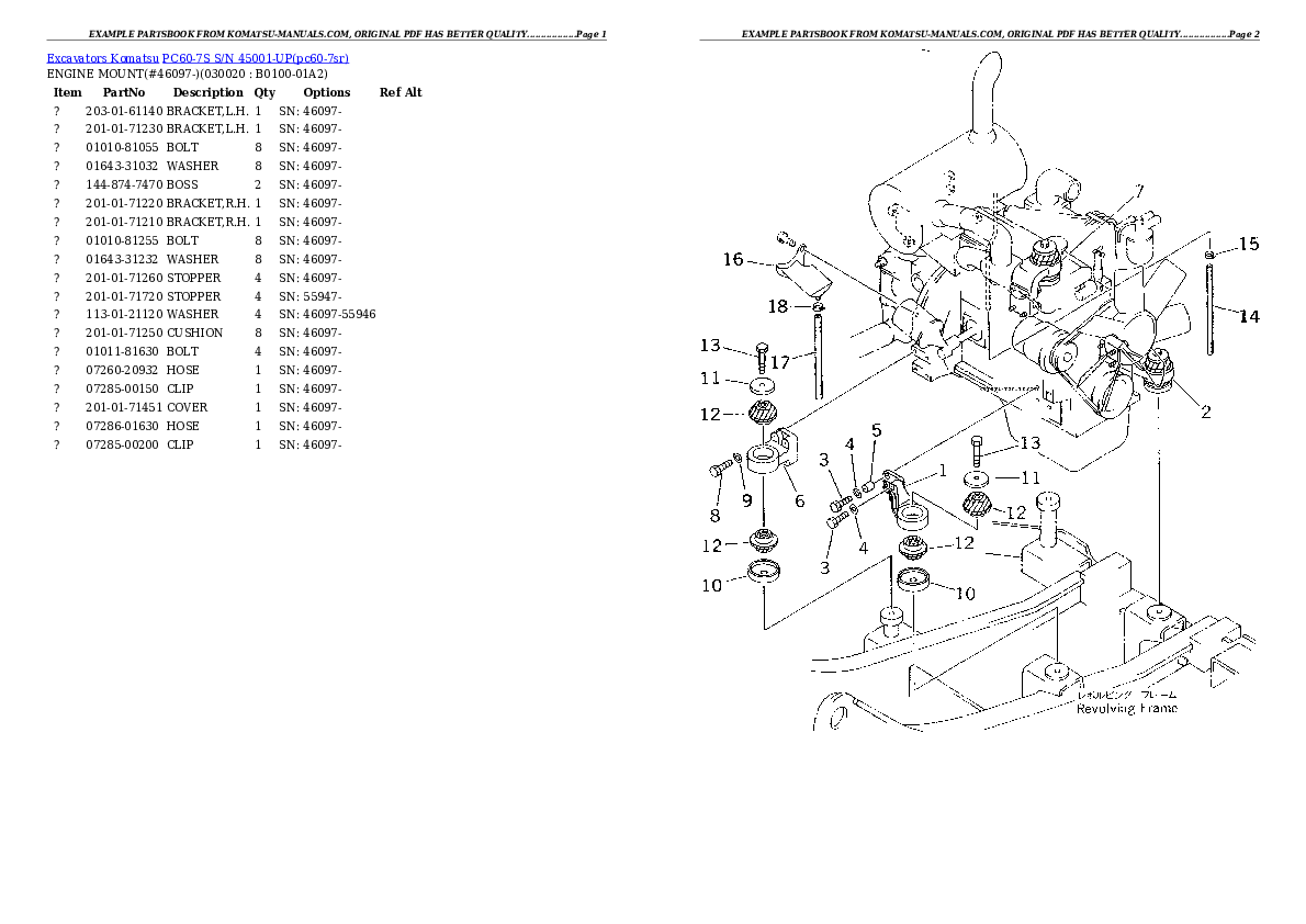 Komatsu pc60-7s parts books excavators download Komatsu pc60-7s parts books excavators download