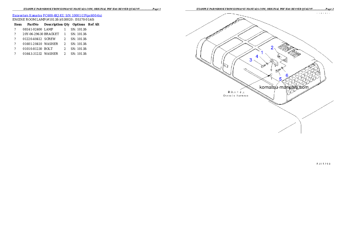 Komatsu pc600-6kj-ku parts books excavators download Komatsu pc600-6kj-ku parts books excavators download