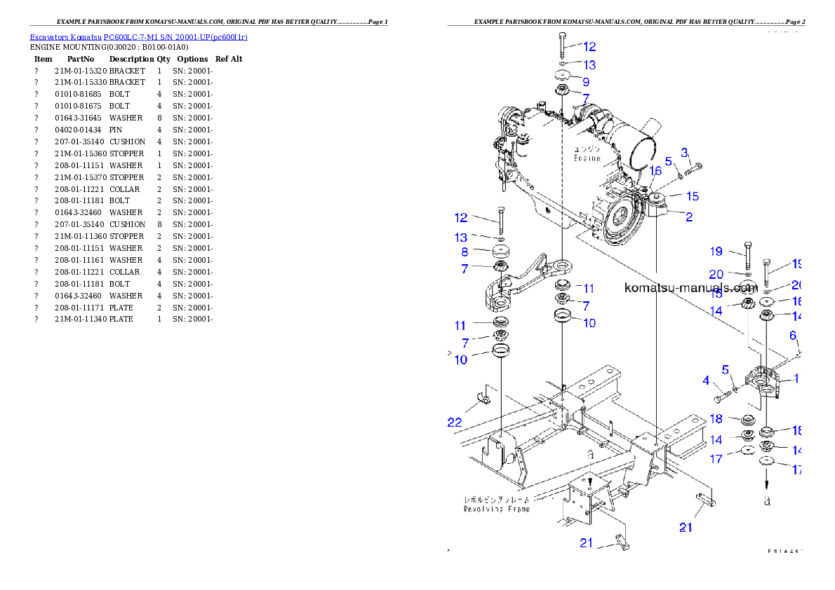 Komatsu pc600lc-7-m1 parts books excavators download Komatsu pc600lc-7-m1 parts books excavators download