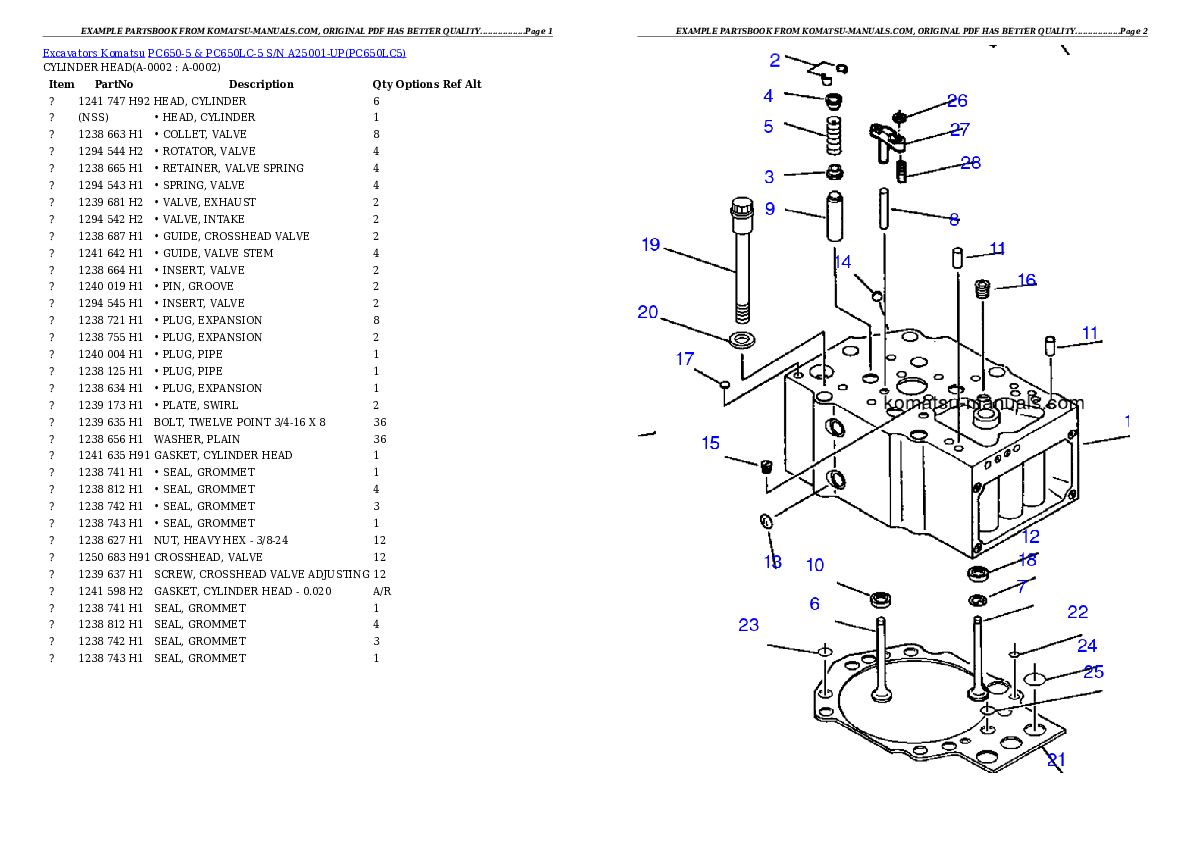 Komatsu pc650-5 & pc650lc-5 parts books excavators download Komatsu pc650-5 & pc650lc-5 parts books excavators download