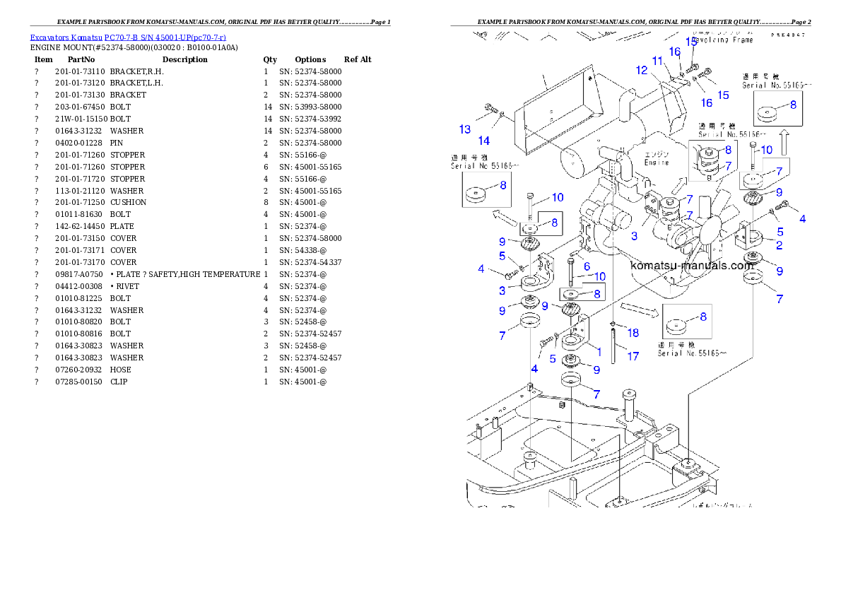 Komatsu pc70-7-b parts books excavators download Komatsu pc70-7-b parts books excavators download
