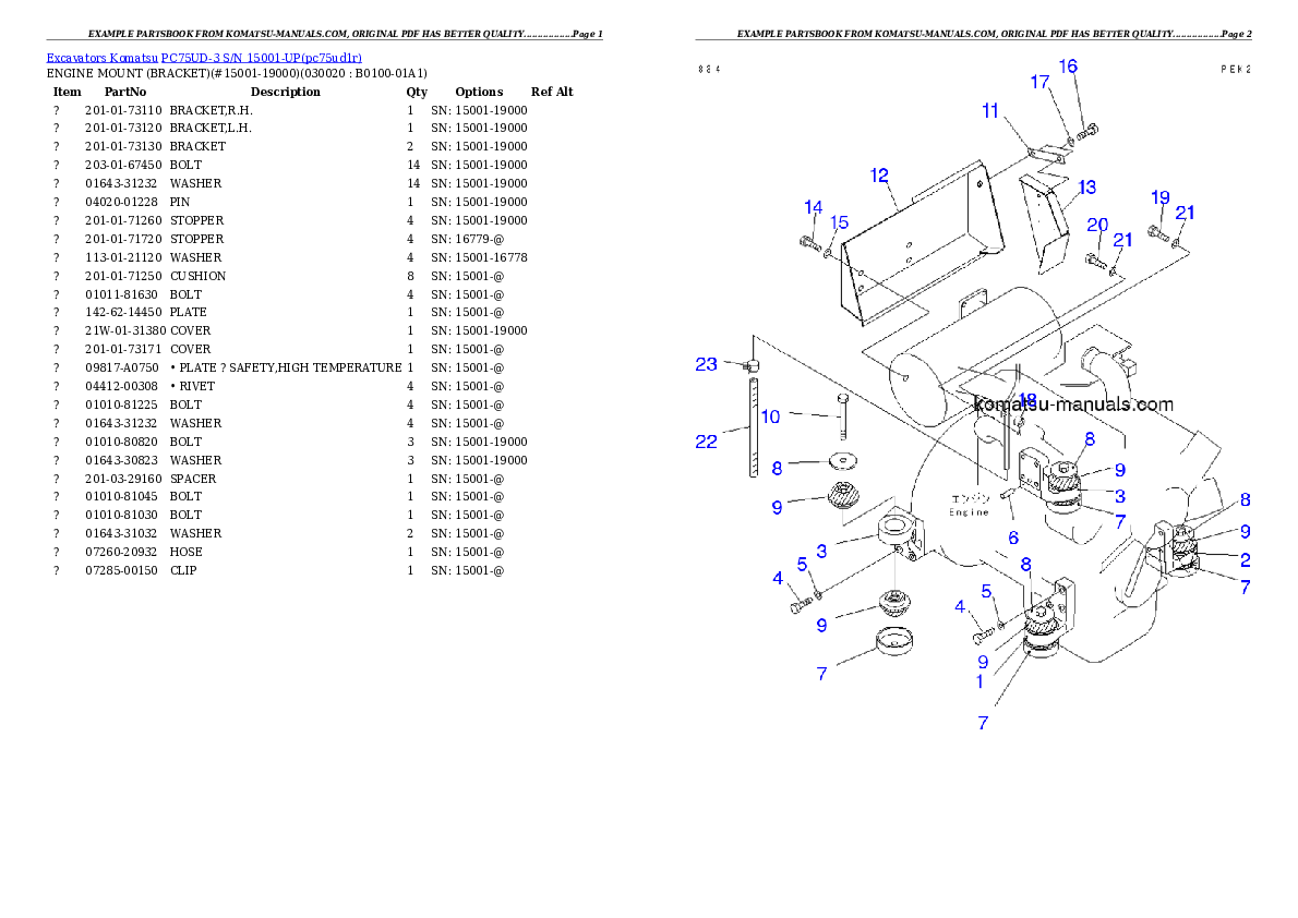 Komatsu pc75ud-3 parts books excavators download Komatsu pc75ud-3 parts books excavators download