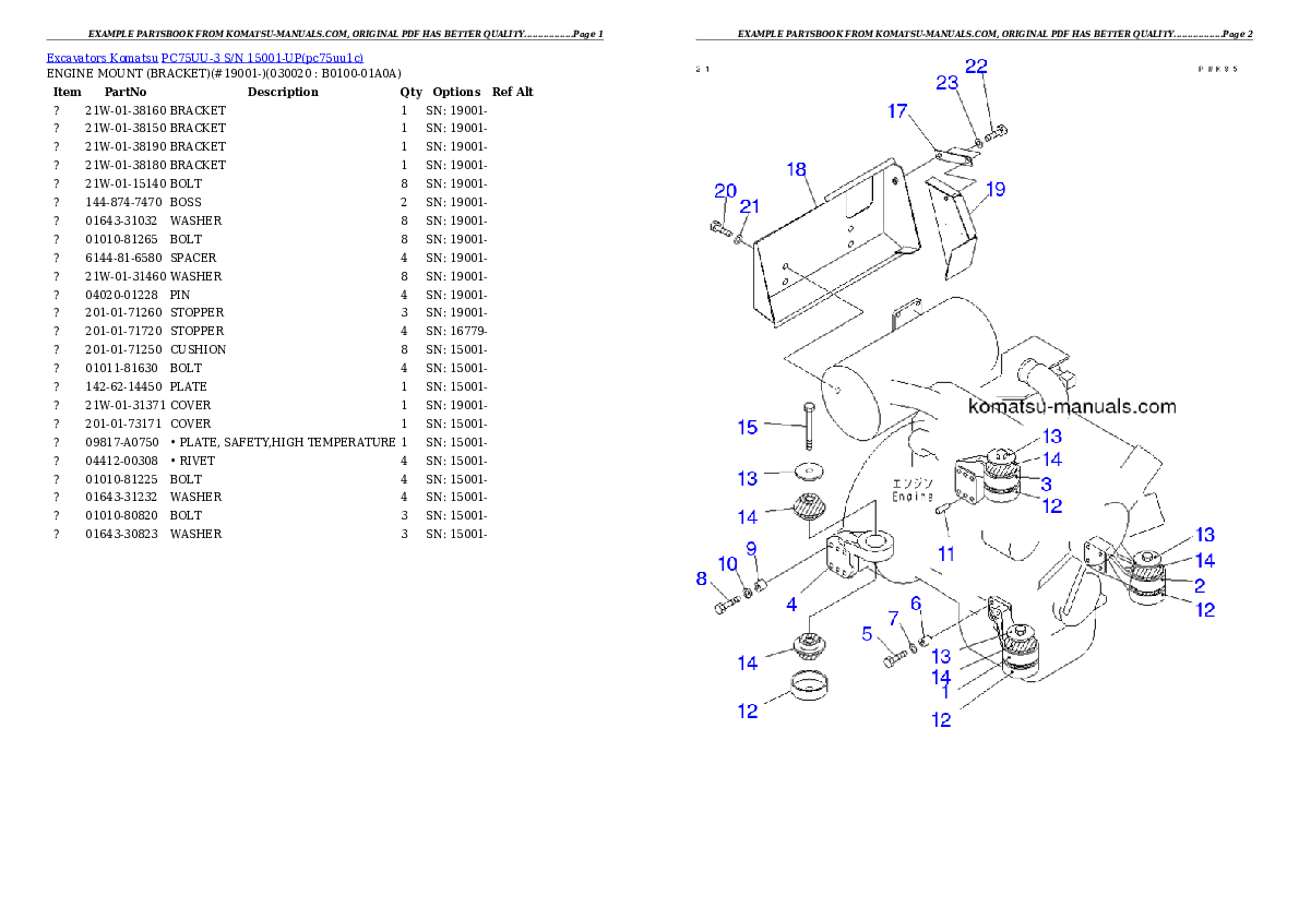 Komatsu pc75uu-3 parts books excavators download Komatsu pc75uu-3 parts books excavators download