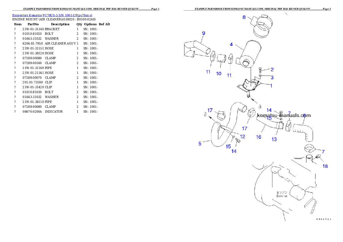 Komatsu pc78us-5 parts books excavators download Komatsu pc78us-5 parts books excavators download
