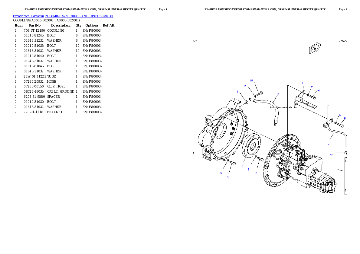 Komatsu pc88mr-8 parts books excavators download Komatsu pc88mr-8 parts books excavators download