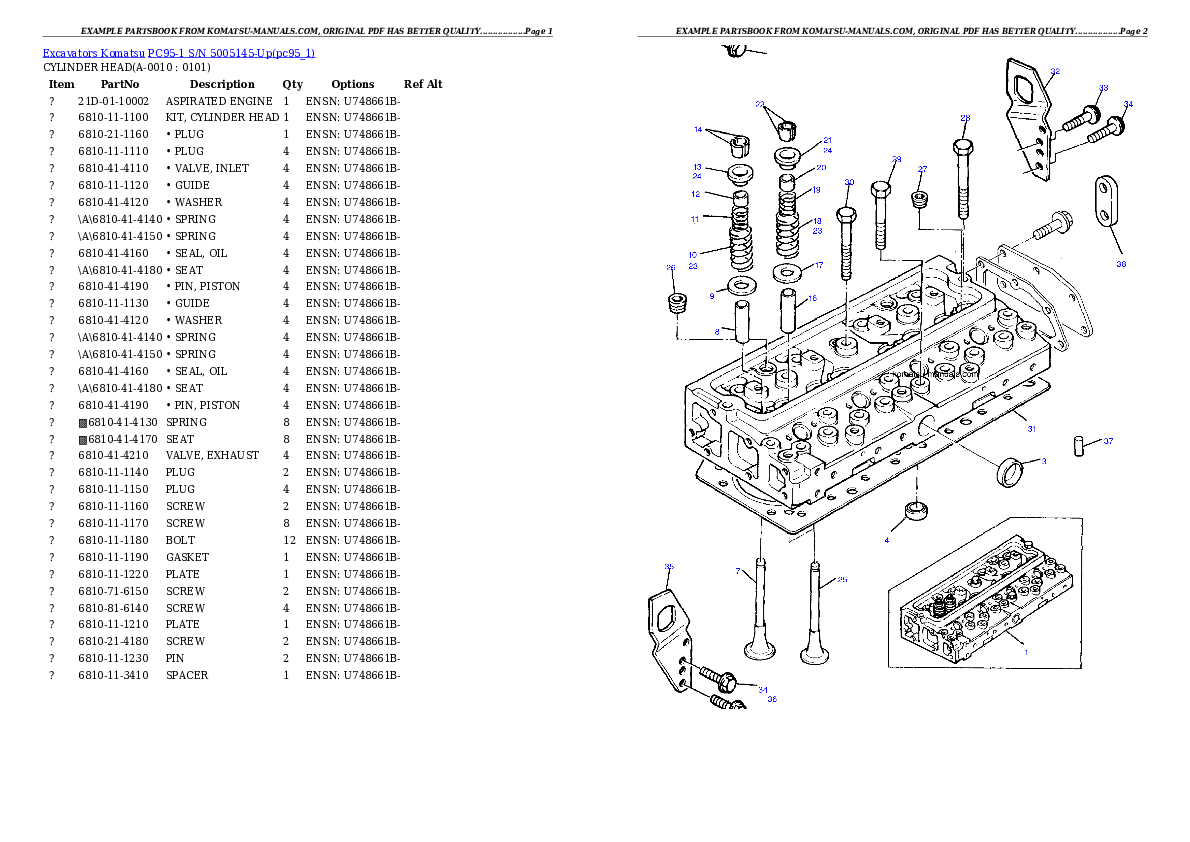 Komatsu pc95-1 parts books excavators download Komatsu pc95-1 parts books excavators download