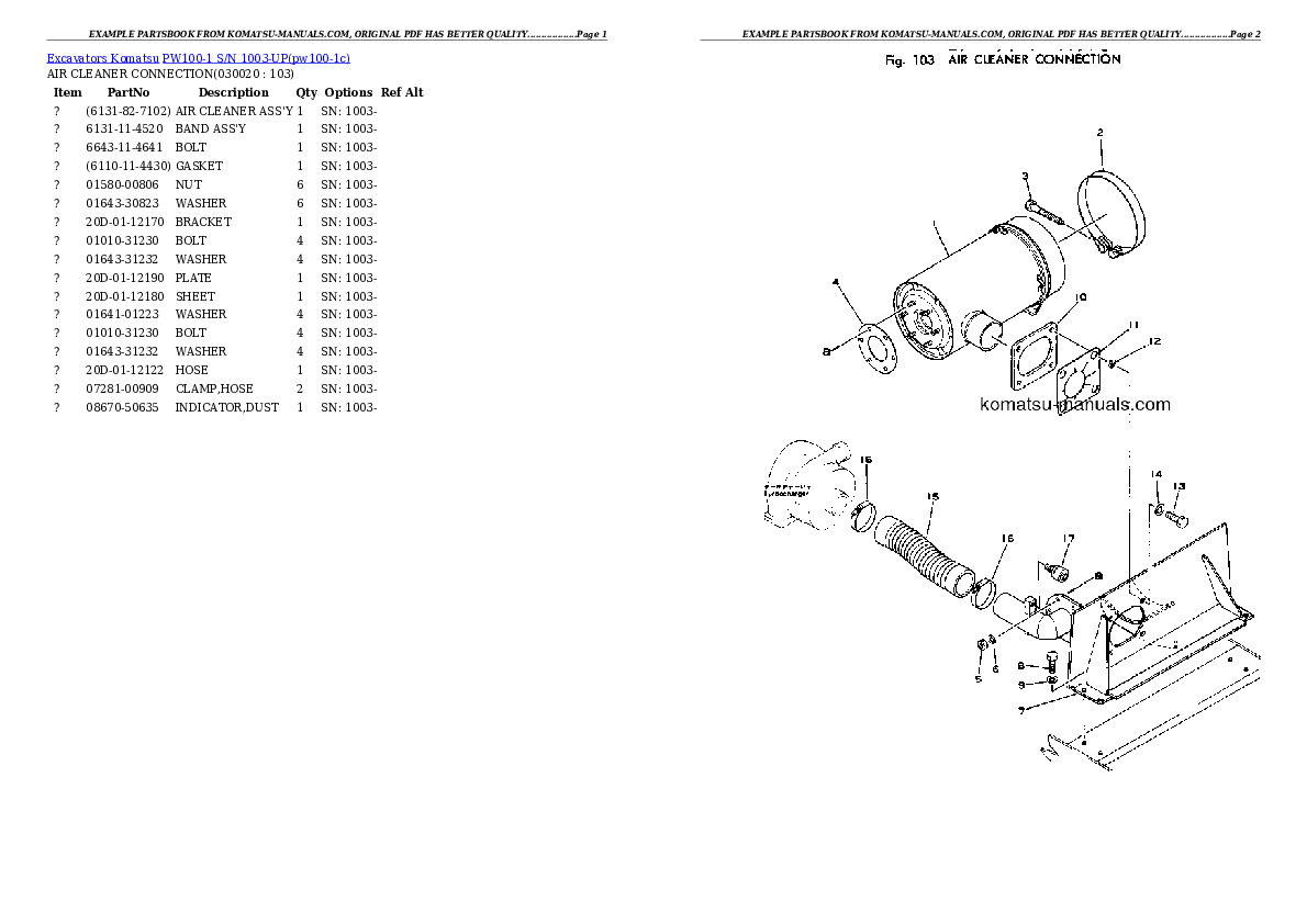 Komatsu pw100-1 parts books excavators download Komatsu pw100-1 parts books excavators download