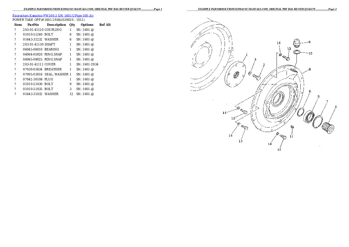 Komatsu pw100-3 parts books excavators download Komatsu pw100-3 parts books excavators download