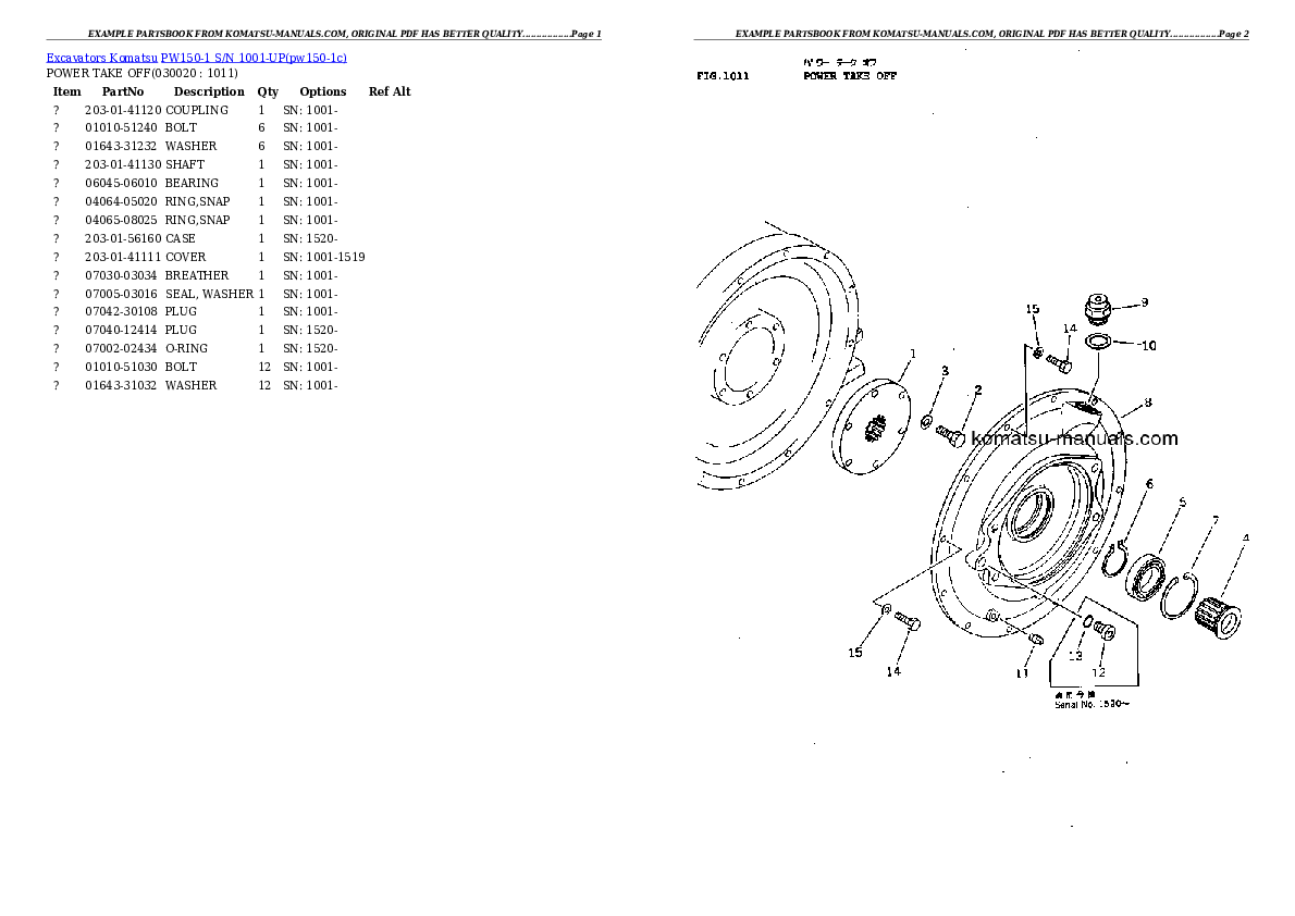 Komatsu pw150-1 parts books excavators download Komatsu pw150-1 parts books excavators download