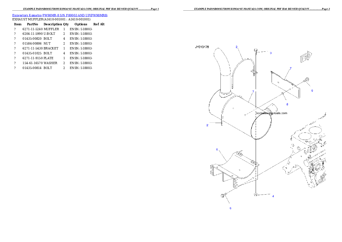 Komatsu pw98mr-8 parts books excavators download Komatsu pw98mr-8 parts books excavators download