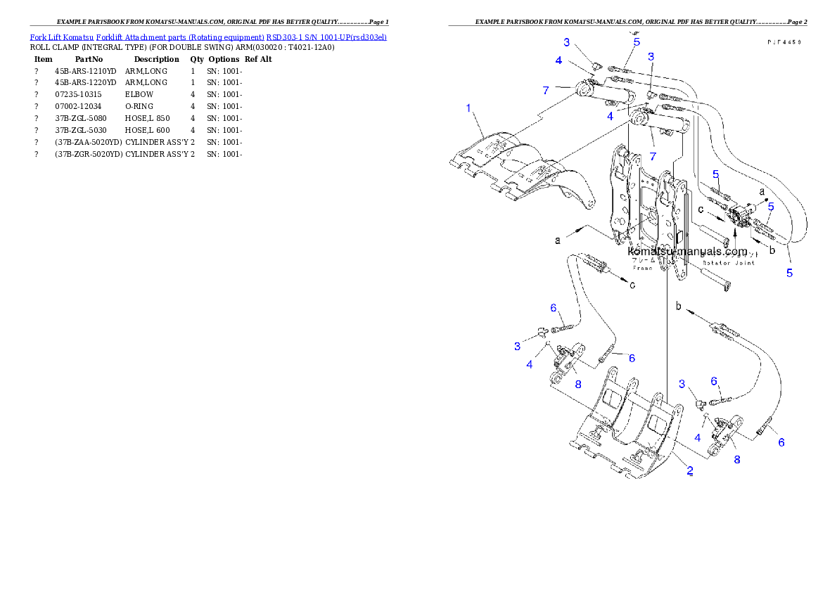 Komatsu rsd303-1 parts books forklifts download Komatsu rsd303-1 parts books forklifts download