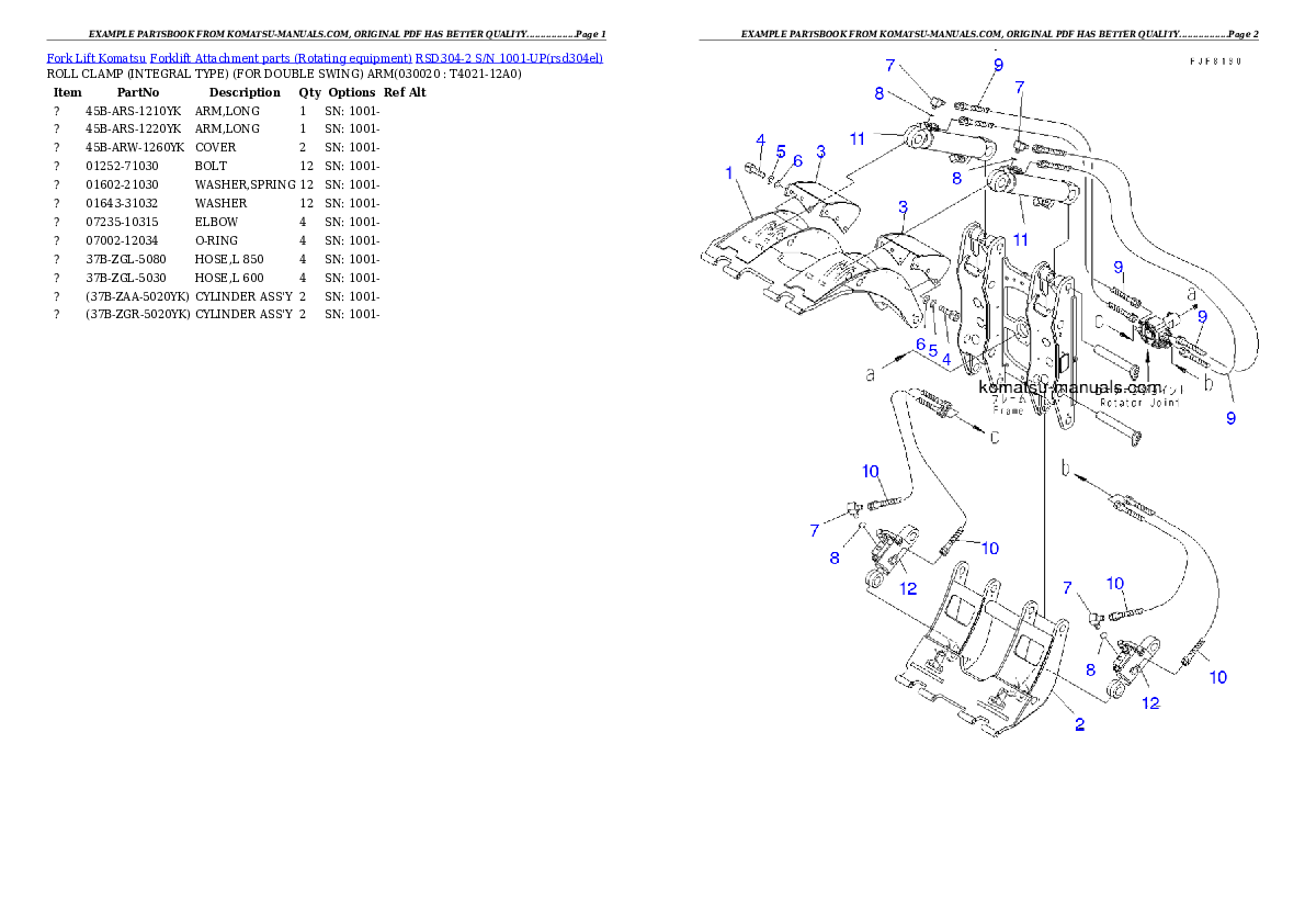 Komatsu rsd304-2 parts books forklifts download Komatsu rsd304-2 parts books forklifts download