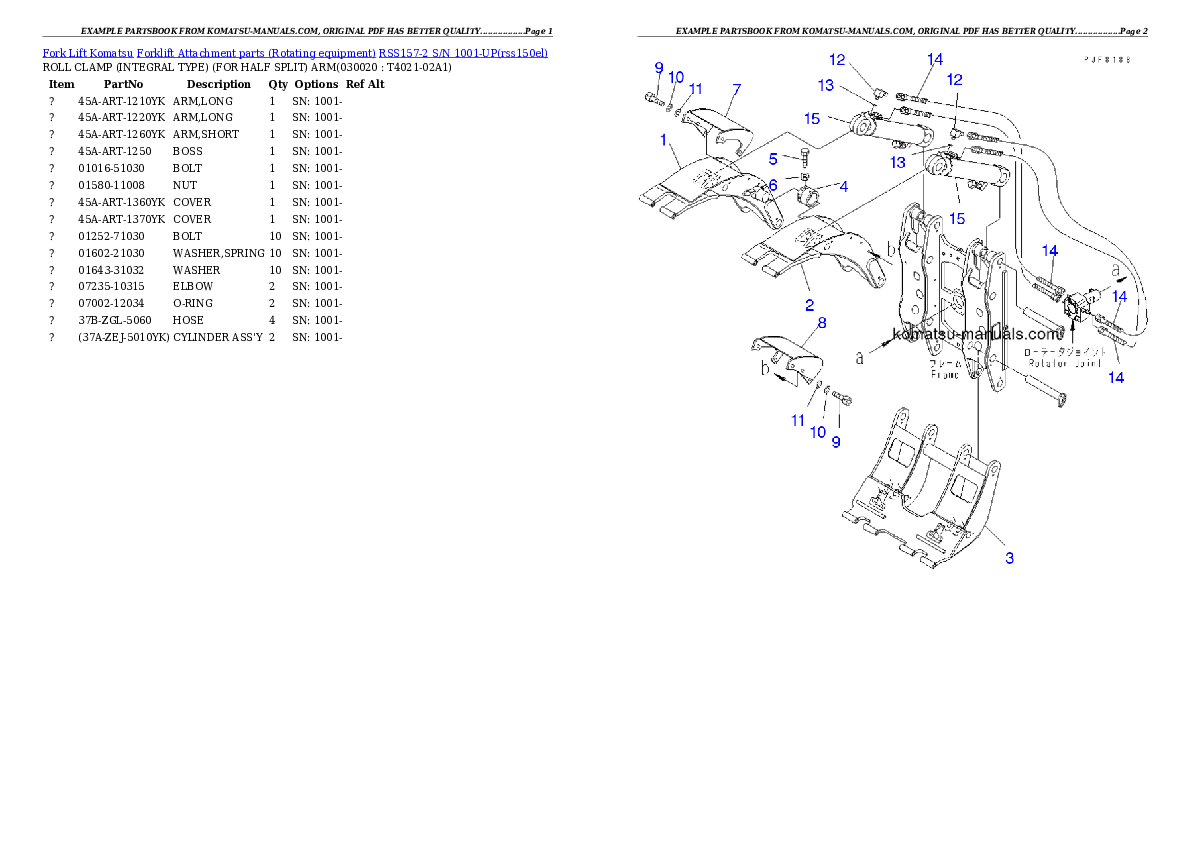 Komatsu rss157-2 parts books forklifts download Komatsu rss157-2 parts books forklifts download