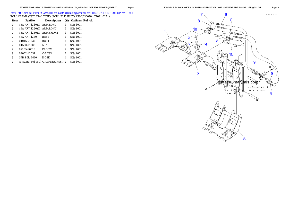 Komatsu rss157-1 parts books forklifts download Komatsu rss157-1 parts books forklifts download